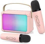 Impianto karaoke per bambini - 2 microfoni wireless - microfono karaoke portatile - macchina karaoke Bluetooth - altoparlante - effetti di voce variabili - illuminazione a LED