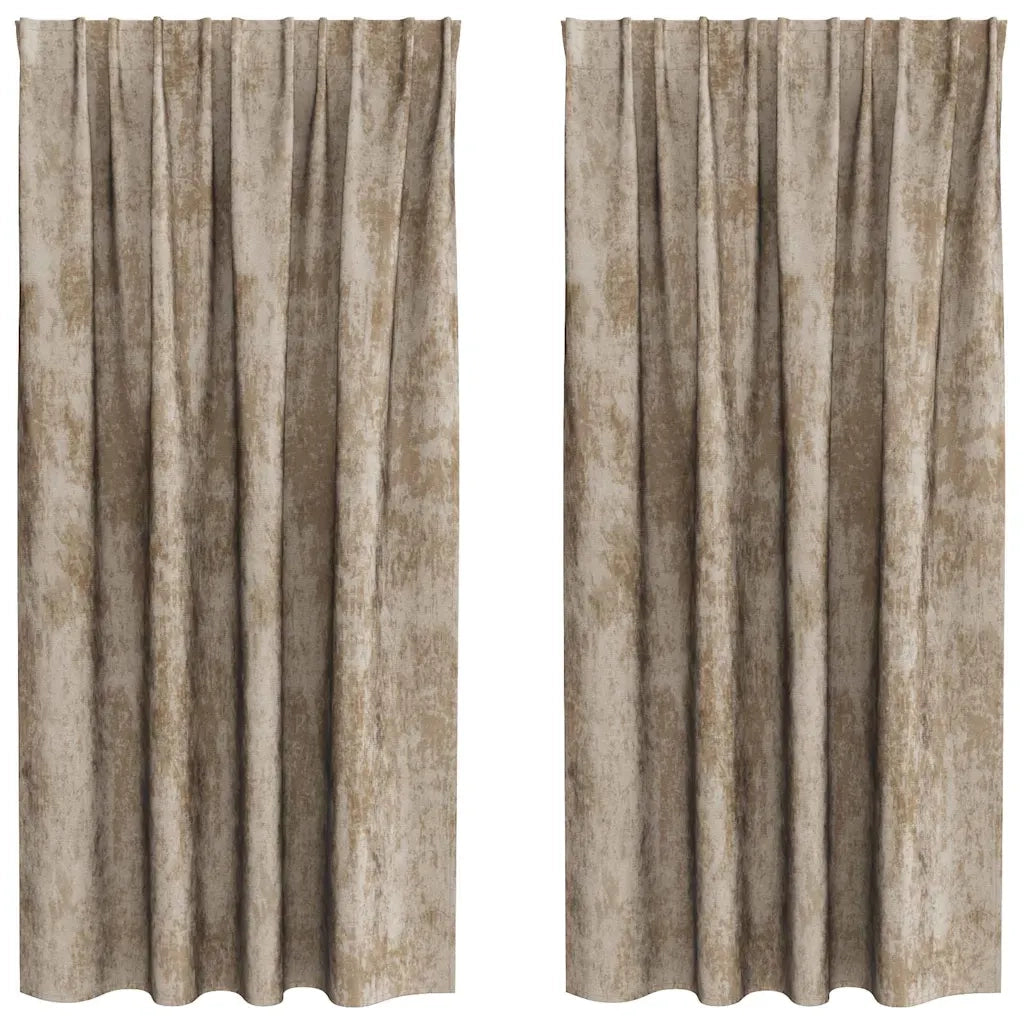 Tende in Velluto con tende 2 pz Champagne 175 x 140 cm Velluto
