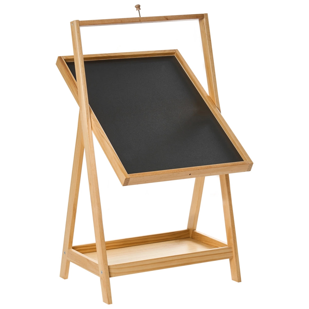 Lavagna magnetica bifacciale in legno di pino marrone chiaro per la cameretta dei bambini Imparare giocando.
