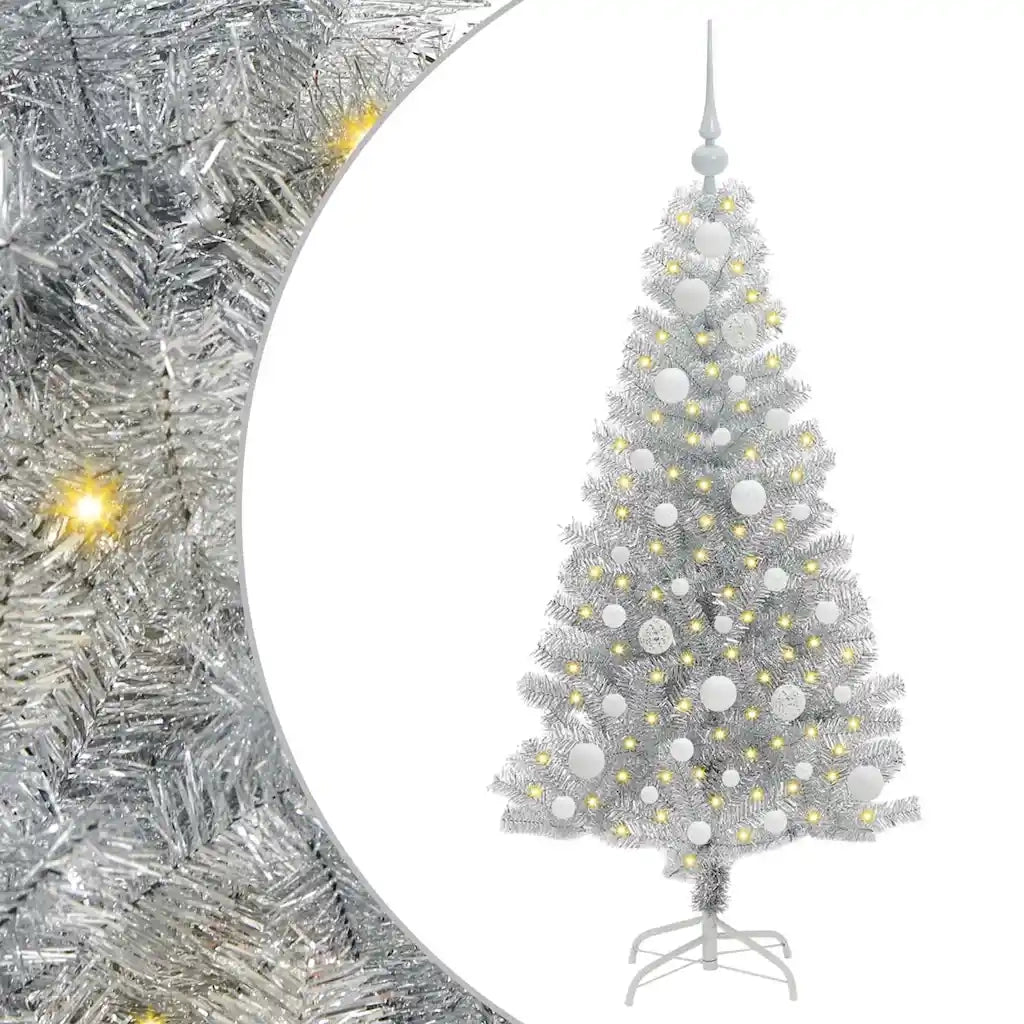 Albero di Natale con 150 LED con supporto Argento 120 cm PET 3396655