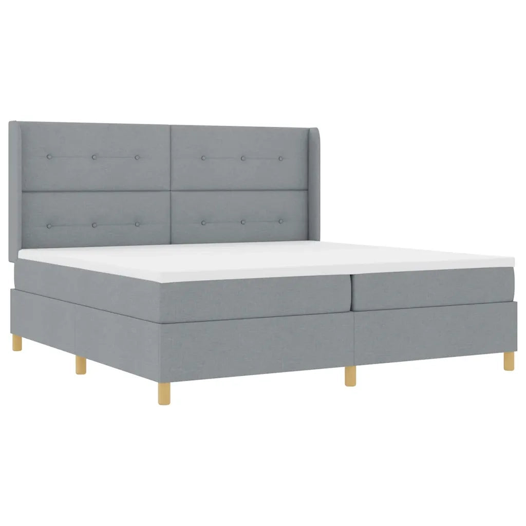 Letto a molle con testiera Grigio chiaro 200 x 200 cm Tessuto 3343714