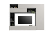 Parete Attrezzata Design Contemporaneo 277x40x210 cm Pratiko Ghisa e Pietra