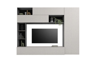 Parete Attrezzata Design Contemporaneo 277x40x210 cm Pratiko Ghisa e Pietra