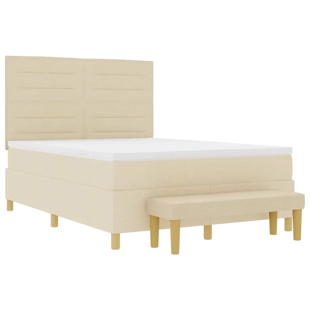 Letto a molle con testiera Crema 190 x 140 cm Tessuto 3344224