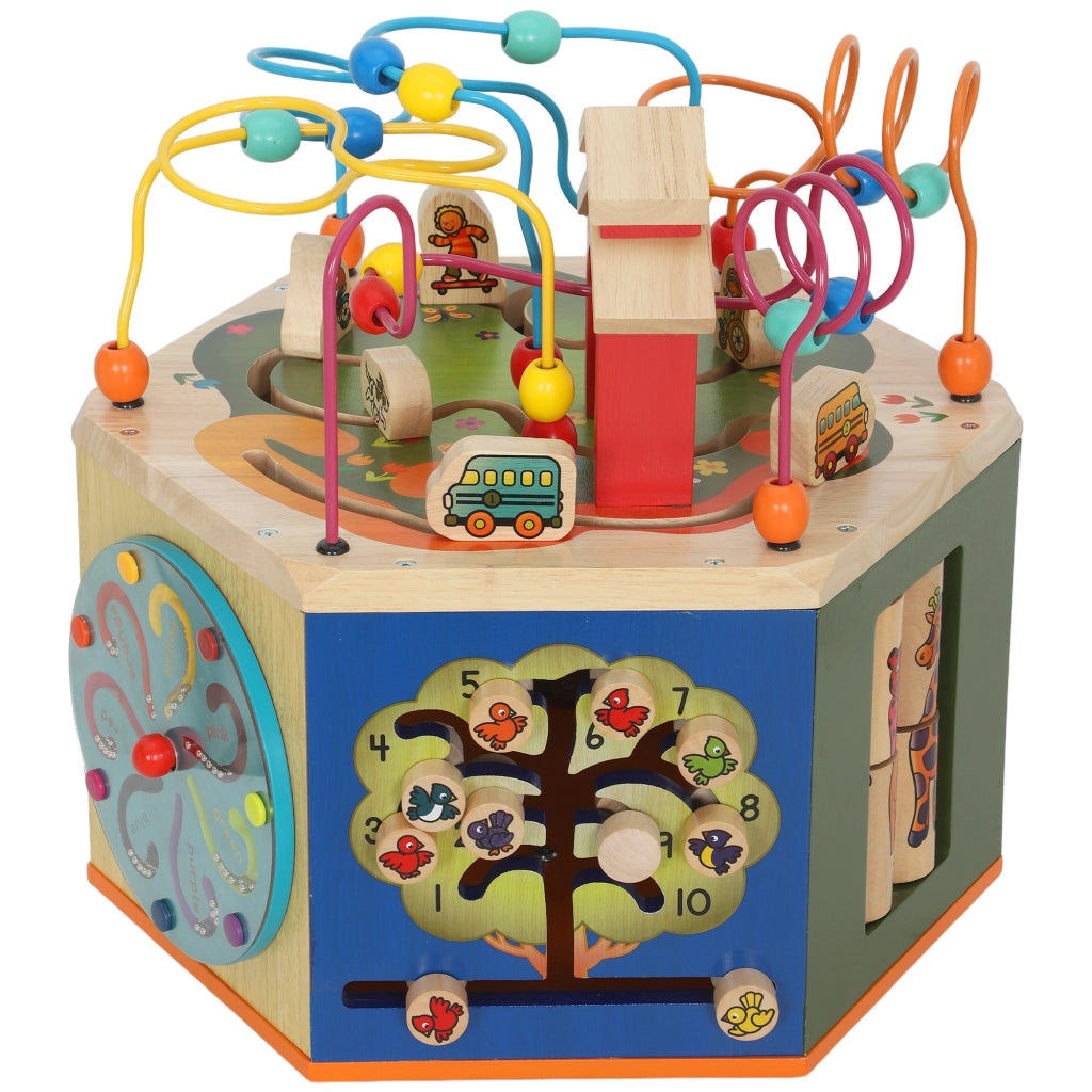 Cubo attivit¨¤ 8 in 1 con labirinto perle e pista motricit¨¤ ¨C zephmum ¨C 41.5x37.5x37.5 cm multicolore