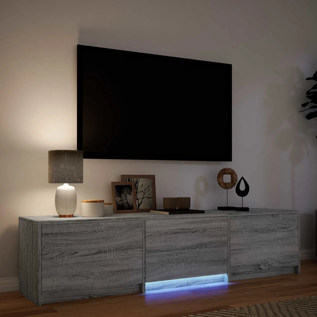 Mobile TV con LED con LED Sonoma grigia 165 x 34 x 40 cm 3418719