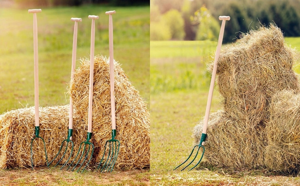 Forca KADAX per letame, fieno, paglia, giardino, a 3 rebbi, in metallo, 126 cm