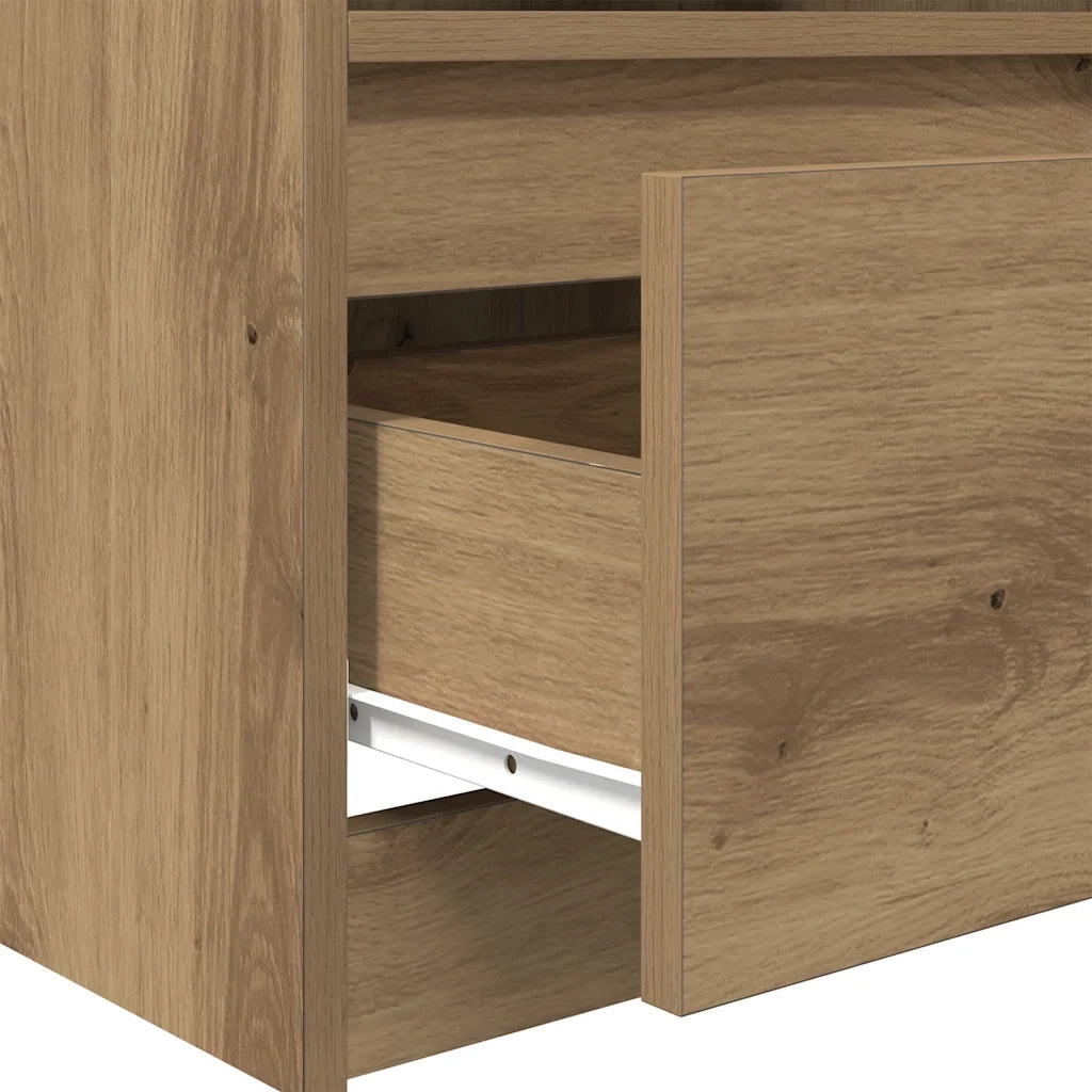 Set di 2 Comodini | Armadio da Notte | Mobiletto da notte Rovere Artigianale 40x40x50 cm Legno Multistrato