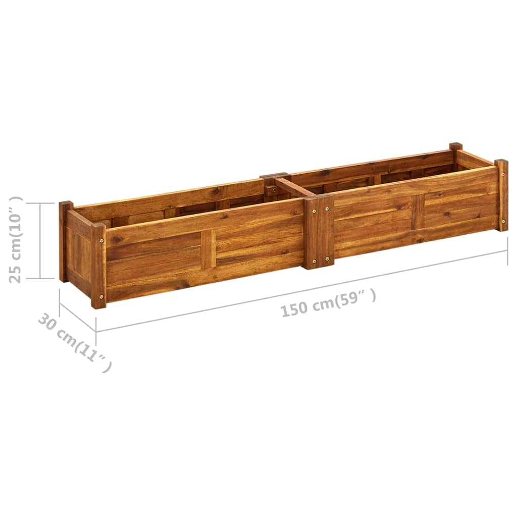 Fioriera rialzata piante fiori giardino 150 x 30 x 25 cm legno di acacia 02_0001183