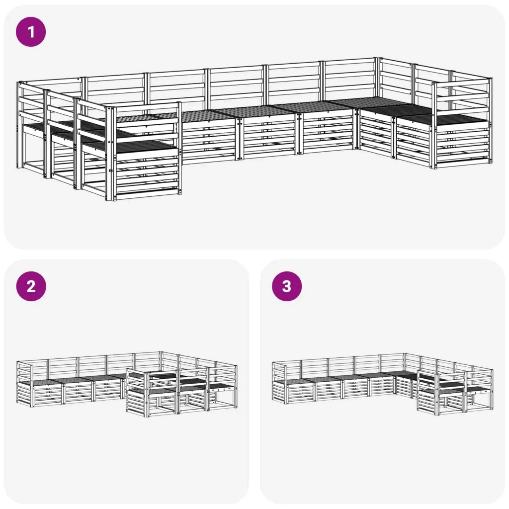 Set di divani da esterno 10 pcs Bianco 363 x 185,5 x 73 cm 3392564