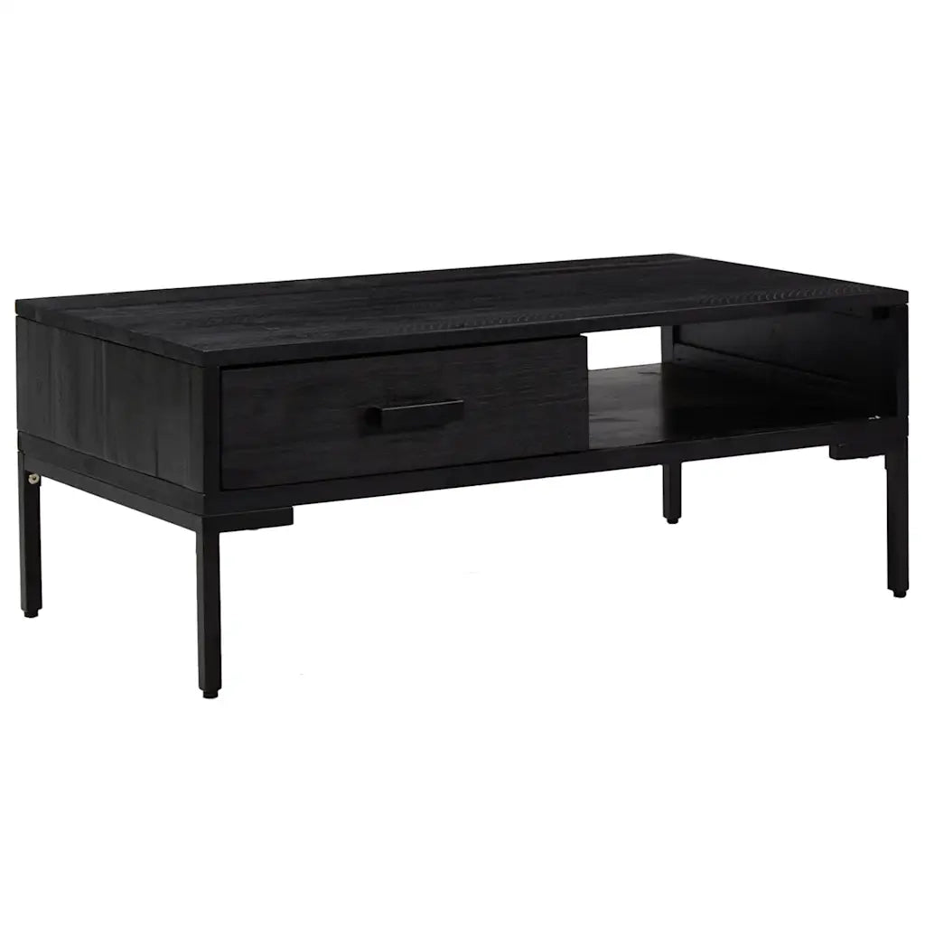 Tavolino da Salotto-Tavolino da soggiorno-Tavolo Nero 90x50x35 cm in Legno Massello di Pino