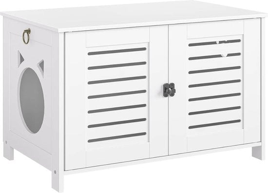 Cassa per gatti in legno - Contenitore per gatti nascosto - Grande casa per gatti arredamento - Dimensioni (LxBxH) 45x60x50 cm