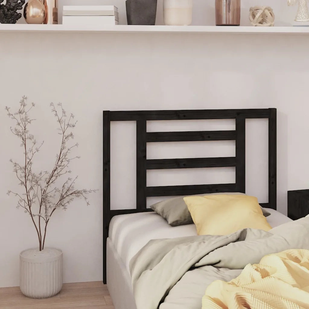 Testiera per Letto Nera 96x4x100 cm in Legno Massello di Pino 818804