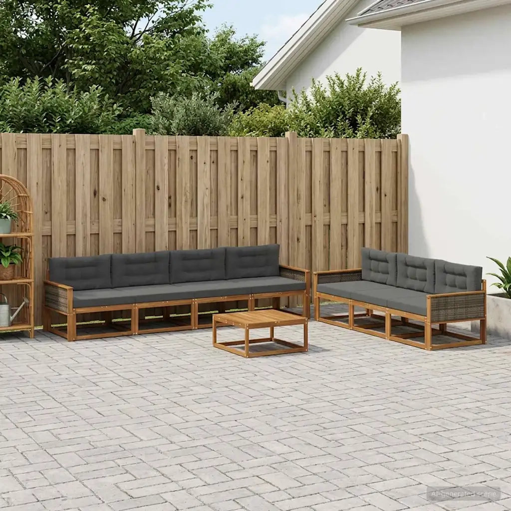 Set di divani da esterno con cuscino 8 pcs Naturale e Antracite 3382400