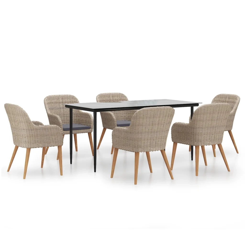 Set da Pranzo da Giardino 7 pz con Cuscini Marrone 3156731