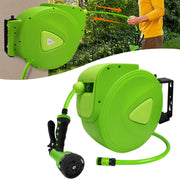 Avvolgitubo da giardino, 20 m, avvolgitubo da 3/4 pollici, con doccetta multifunzione, rullo girevole a 180°, con sfera di arresto, colore verde
