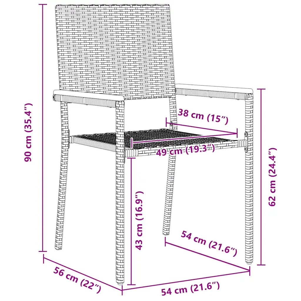 Set da Pranzo per Giardino 7 pcs Grigio polyrattan 3365431