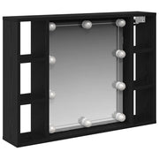 Mobiletto per specchio con specchio Rovere Nero 76 x 15 x 55 cm 862104