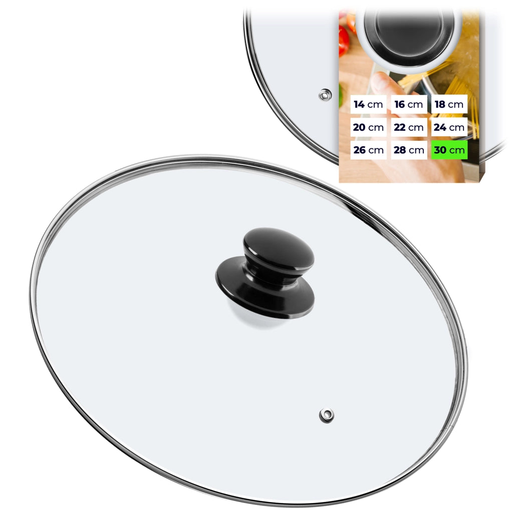 Coperchio in vetro KADAX da 30 cm, universale, resistente al calore, per pentole e padelle.