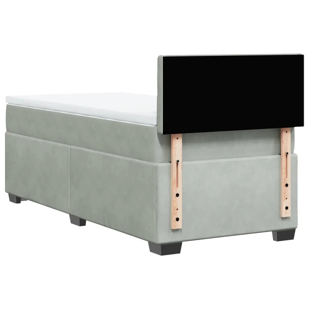 Giroletto a Molle con Materasso Grigio Chiaro 80x200 cm Velluto