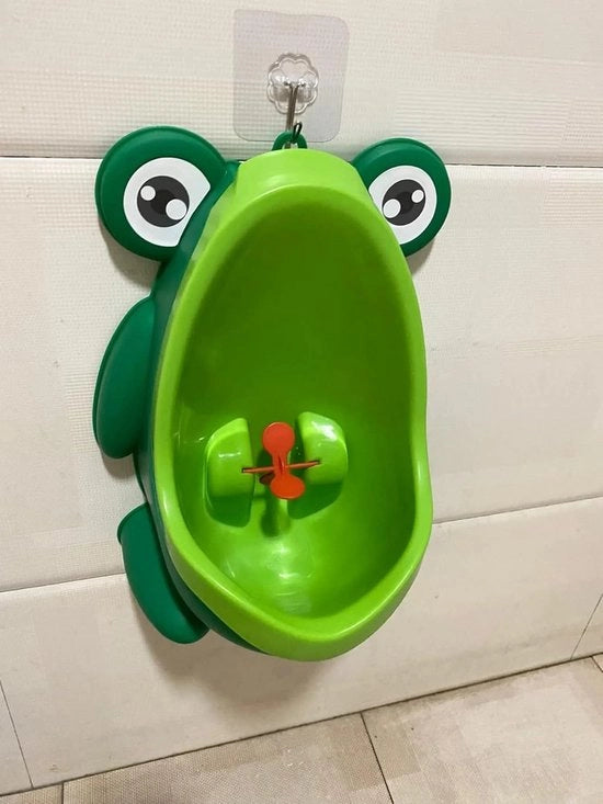 Urinoir per bambini da bagno con forma di rana per l'addestramento della toilette, modello 12345, materiale plastico, colore verde, dimensioni 30x20x15 cm, peso 1,2 kg, adatto per bambini dai 2 ai 5 anni.