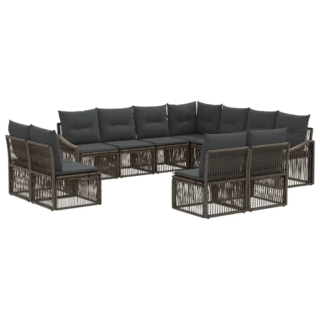 Set Divano da Giardino 11 pcs Grigio polyrattan 3436040