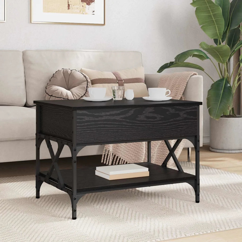 Tavolino da salotto Rovere Nero 70x50x50cm Legno multistrato 883040