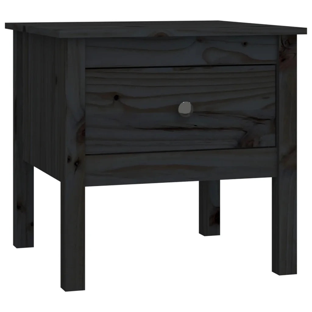 Tavolino | Tavolo laterale Nero 50x50x49 cm Legno Massello di Pino