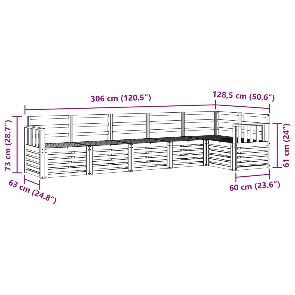 Set di divani da esterno 6 pcs Bianco 306 x 128,5 x 73 cm 3391904