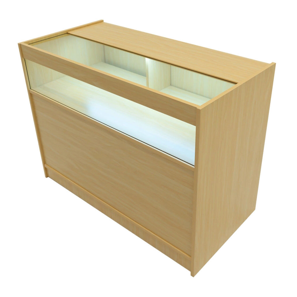 Bancone LED B1200 Acero con 1 Ripiano a Vista e 2 Chiusi