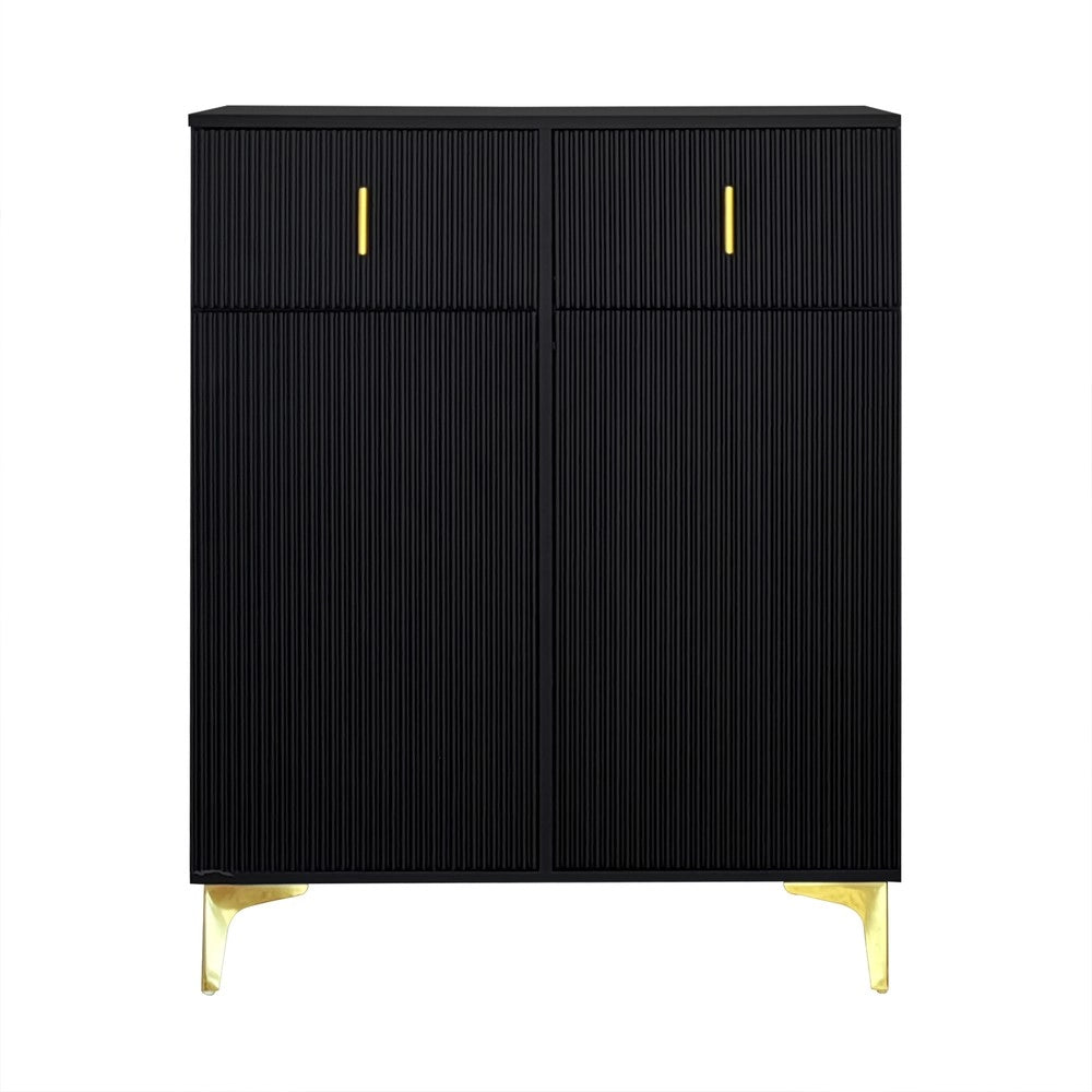 Madia Scarpiera con Cassetti e Ripiani Regolabili ¨C MINIMAL ¨C Bianco/Oro