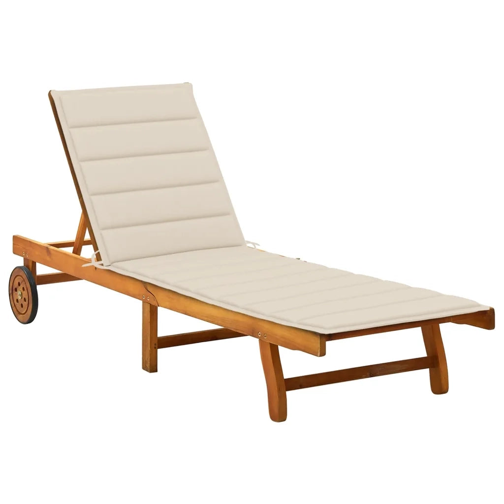 Lettino Prendisole da Giardino con Cuscino Massello di Acacia cod mxl 72116