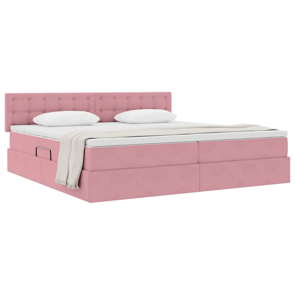 Letto con Contenitore con materasso Rosa 200 x 200 cm Velluto 3370904