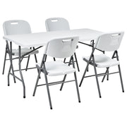 Set da pranzo da giardino a 4 posti Materiale sintetico bianco 152 x 74 Tavolo e 4 sedie pieghevoli con gambe in metallo