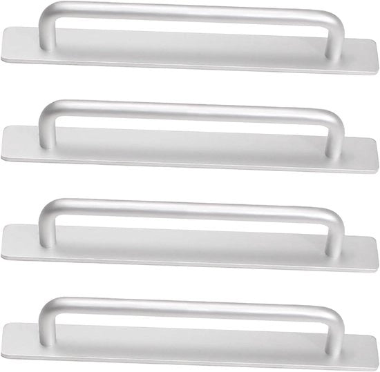 Cerniere porte, 4 pezzi, maniglie autoadesive, maniglie porta armadio, cerniere porte (argentato)