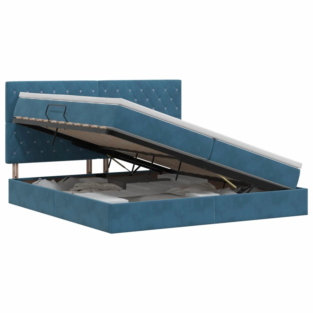 Letto con contenitore e materasso Blu Scuro 200 x 200 cm 3459655