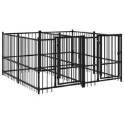 Cuccia gabbia per animali da esterno pac per cani in acciaio 3,75 m² nero 02_0041833