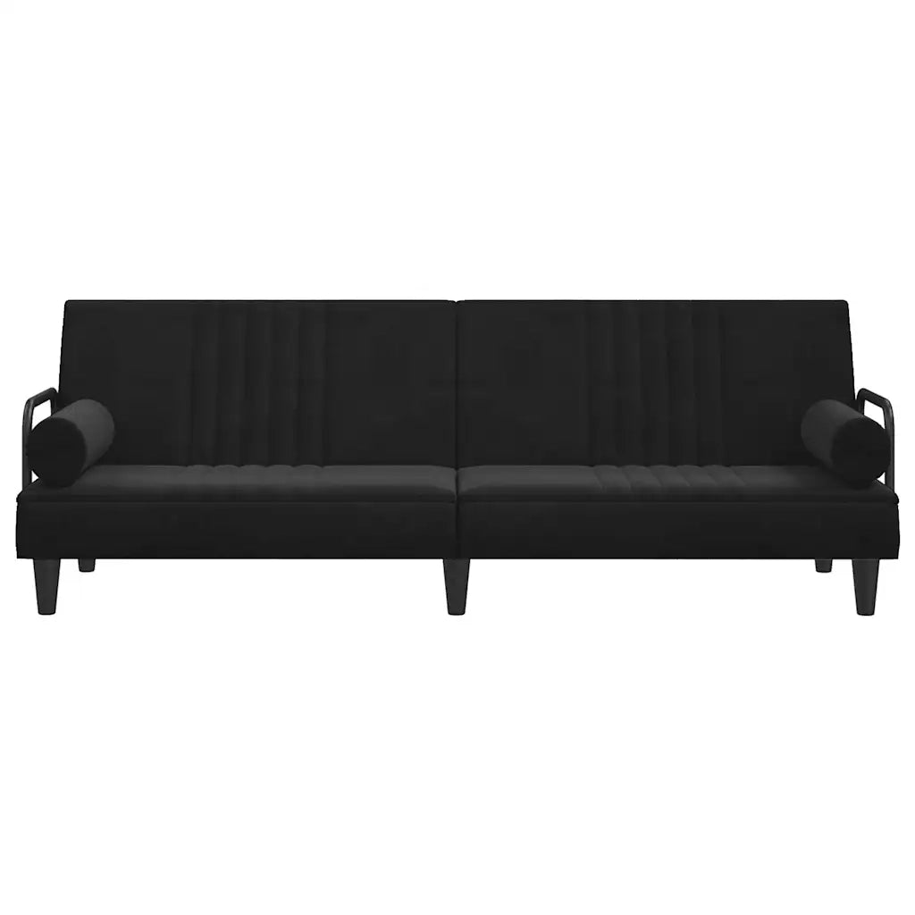 Divano Letto con Braccioli Nero in Velluto 351898