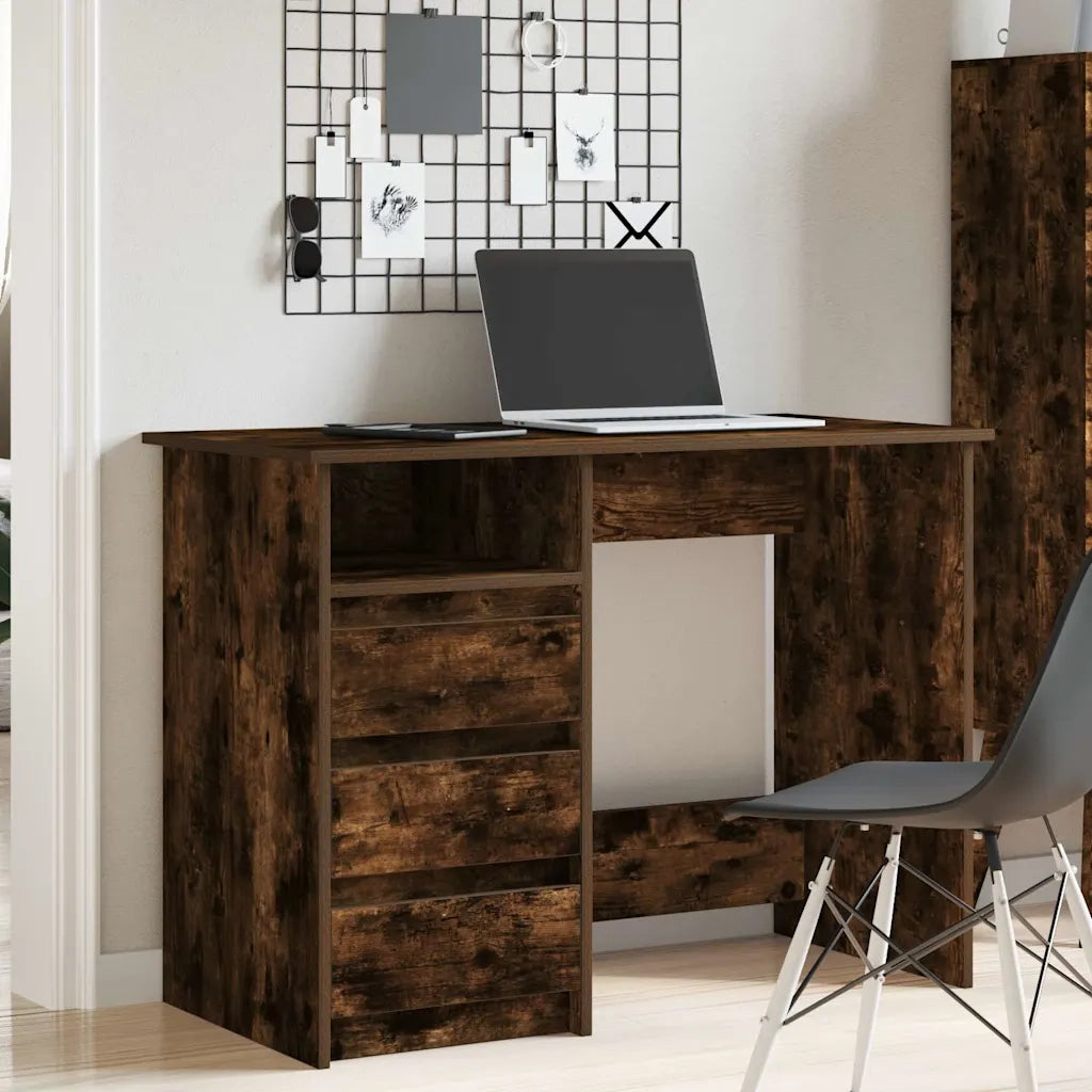 Scrivania | Tavolo da Ufficio Rovere Fumo 102x50x75 cm in Legno Multistrato