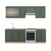 Cucina componibile Fame-Line Verde-oro rustico/Rovere dorato 240 cm, PL Rovere Vicco