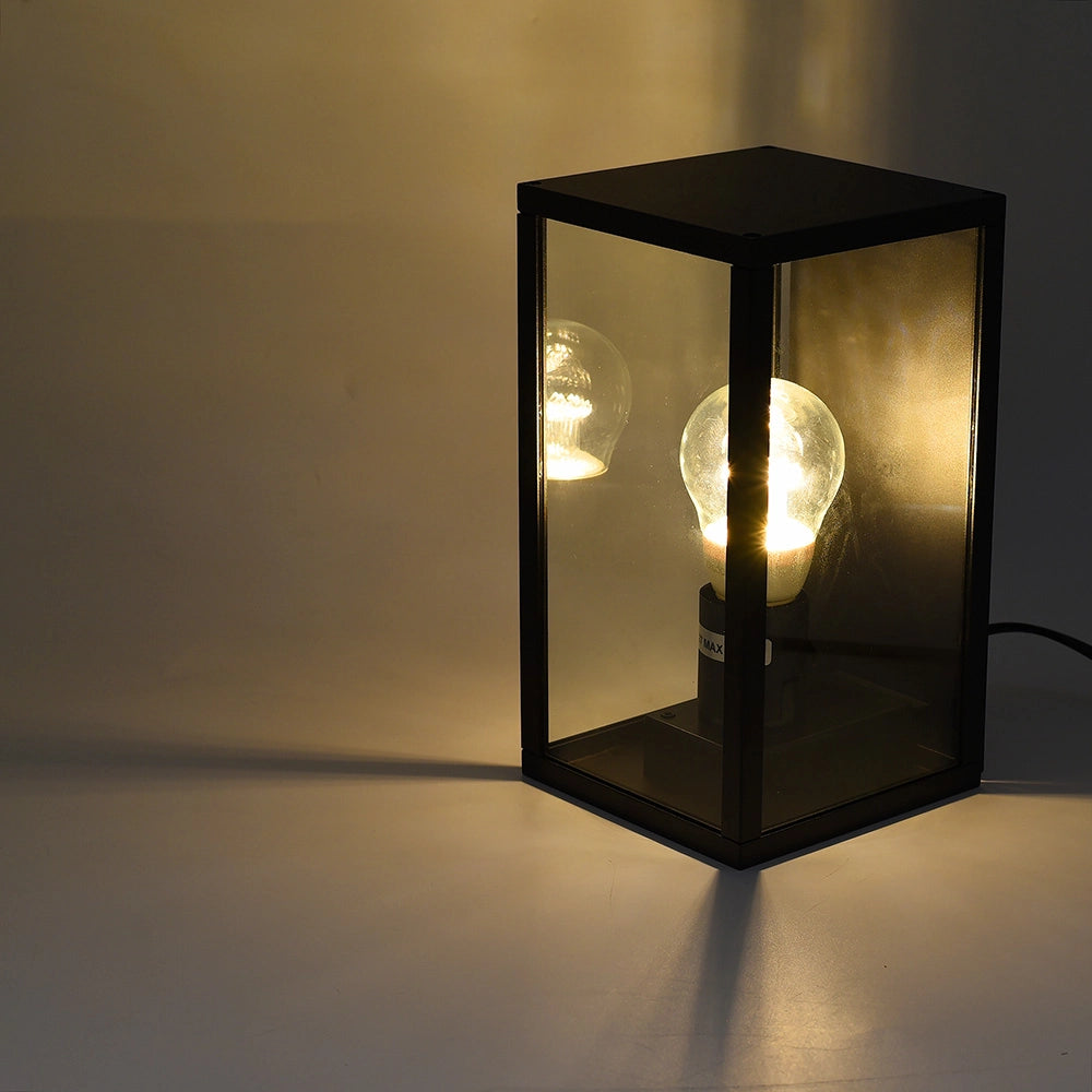 LAMPADA DA PARETE IP44 PER INTERNI ED ESTERNO IN ALLUMINIO NERO CON ATTACCO E27 - IDEALE PER GIARDINI INGRESSI E VERANDE