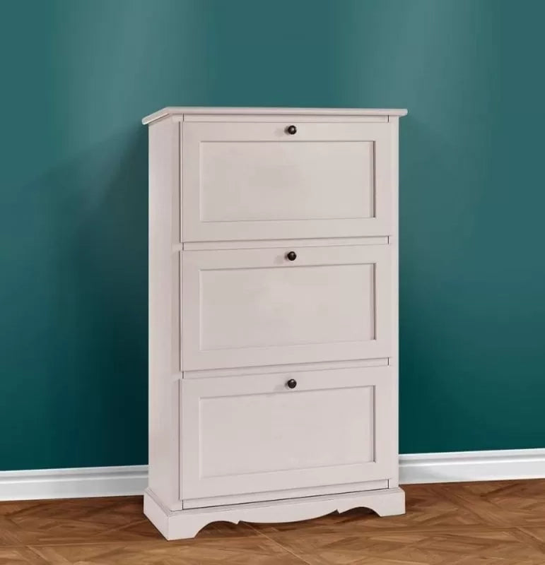 scarpiera 3 ante ribalta arte povera legno bianco 79x30x130 (1280) - Mobili 2G
