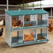 Scaffale nido per galline a 6 scomparti con fondo inclinato in acciaio zincato verde 81 × 41 × 67 cm