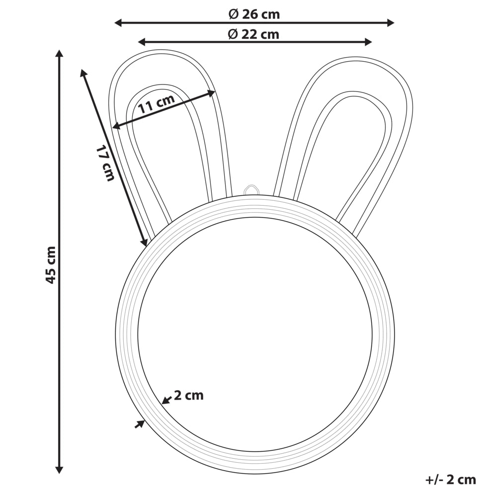 Specchio da parete Rattan naturale ø 28 cm Decorativo orecchie di coniglio Camera dei bambini Boho Moderno
