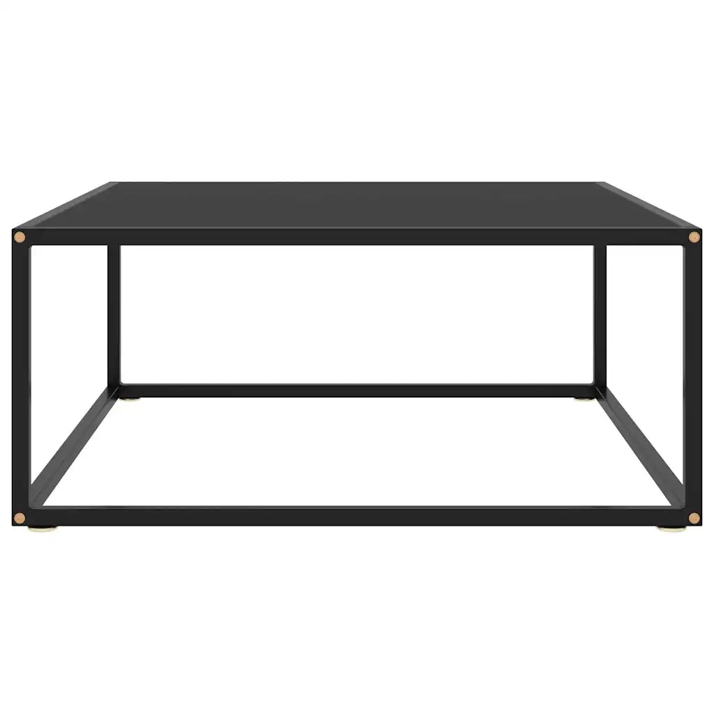 Tavolino da Salotto Nero con Vetro Nero-Tavolino da soggiorno 80x80x35 cm