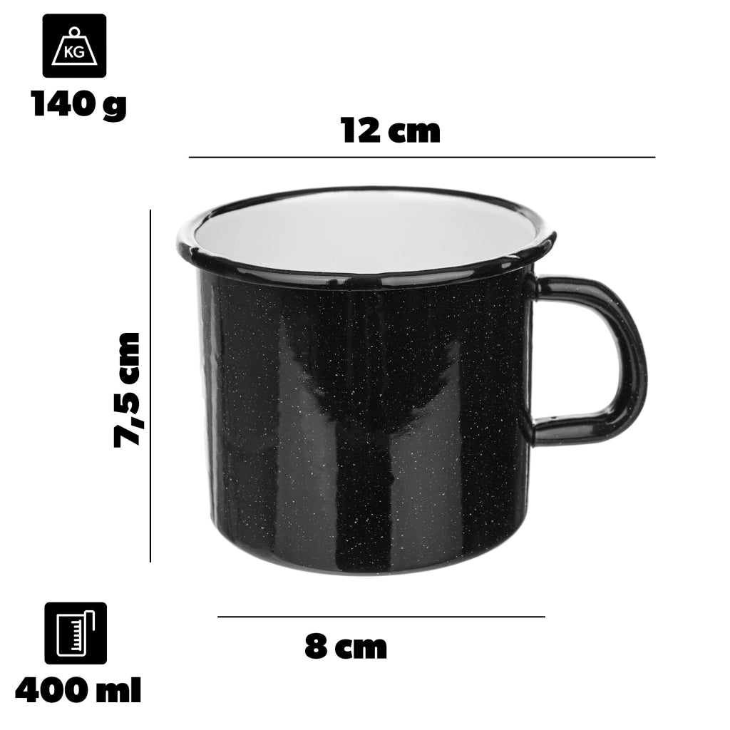 Tazza smaltata KADAX da 400 ml, 8 cm, stile retrò, con manico.