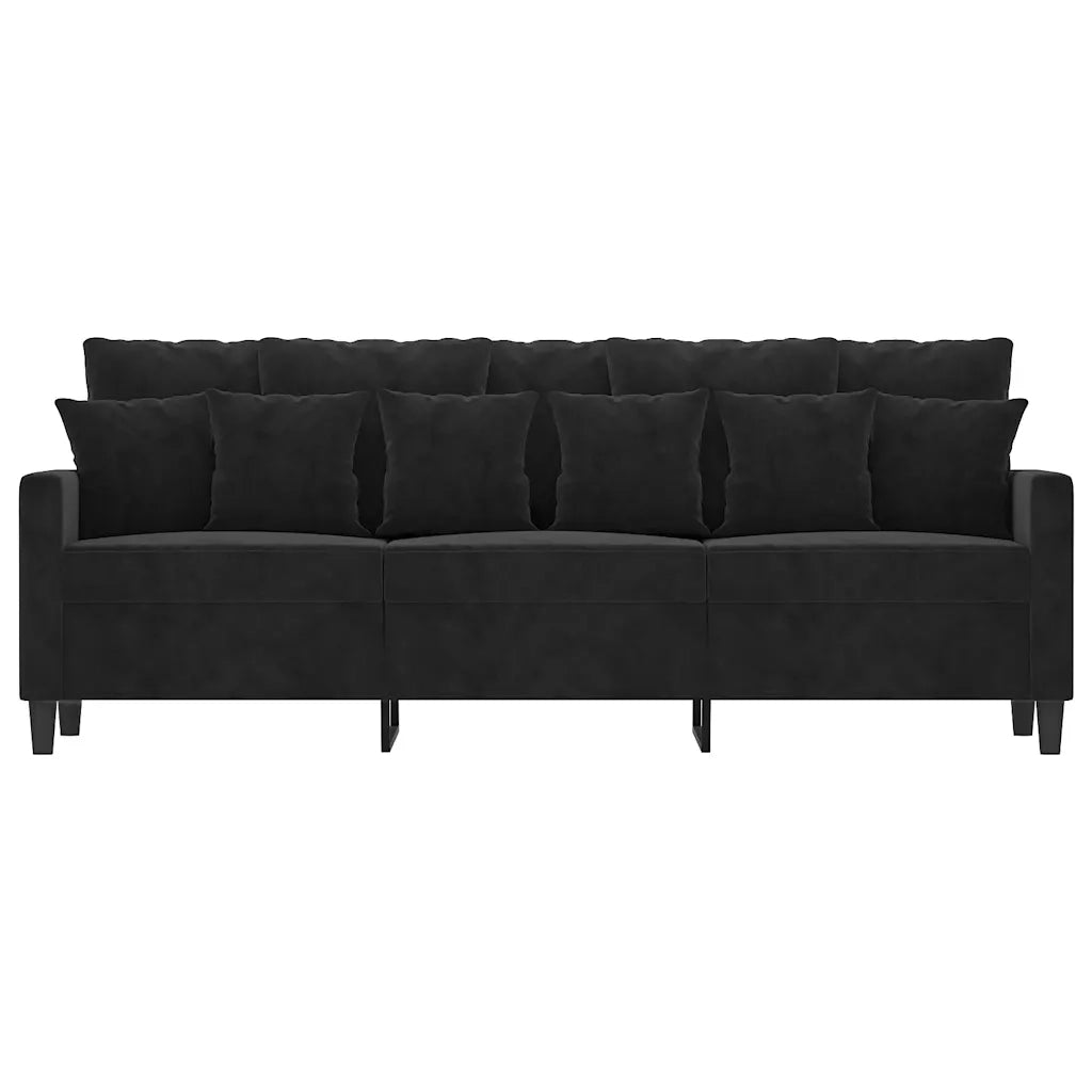 Divano a 3 Posti-Sofa 3 Posti Nero 180 cm in Velluto 706906
