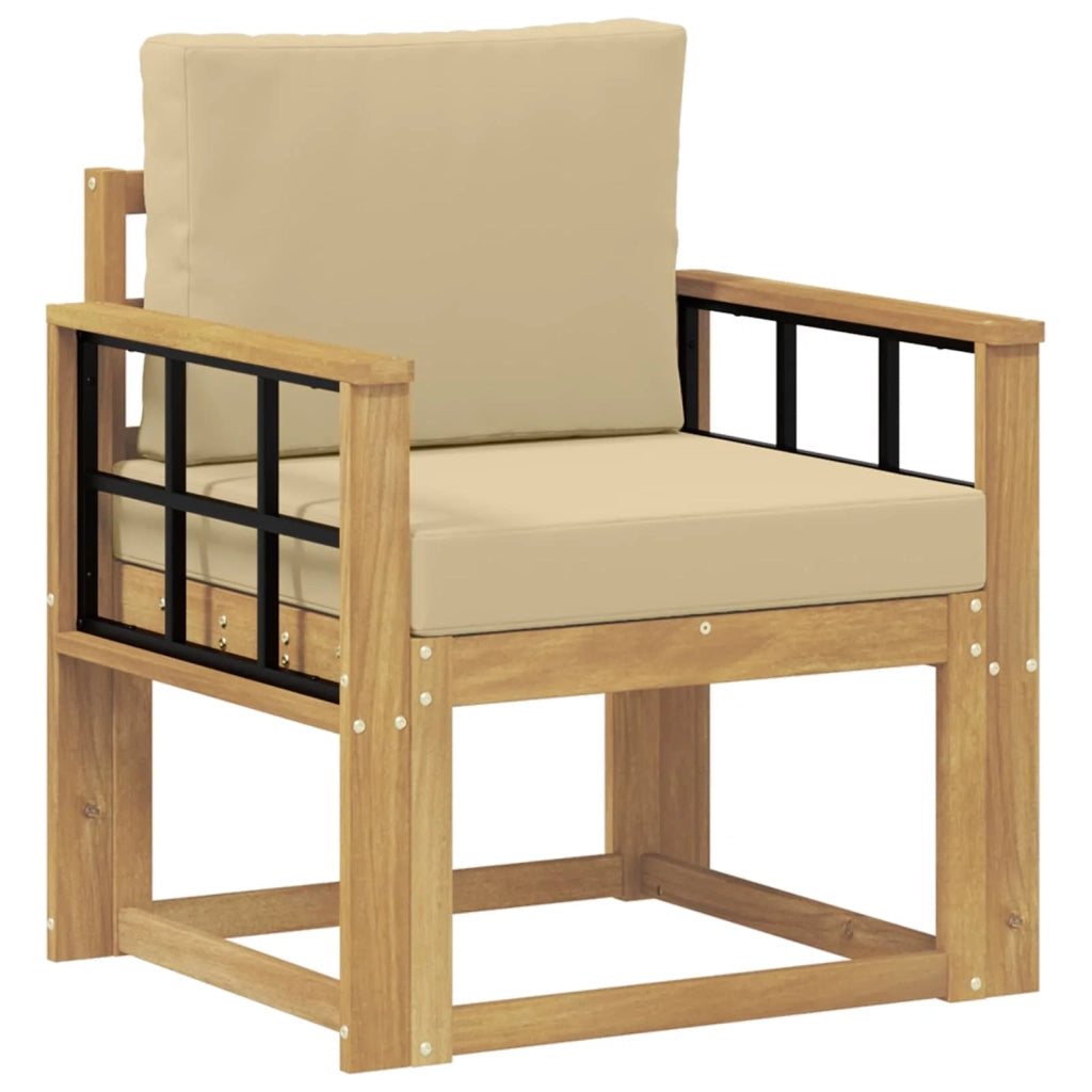 2 Pezzo Set di divani da esterno-Sofa da giardino Poliestere Bianco e Beige 873511