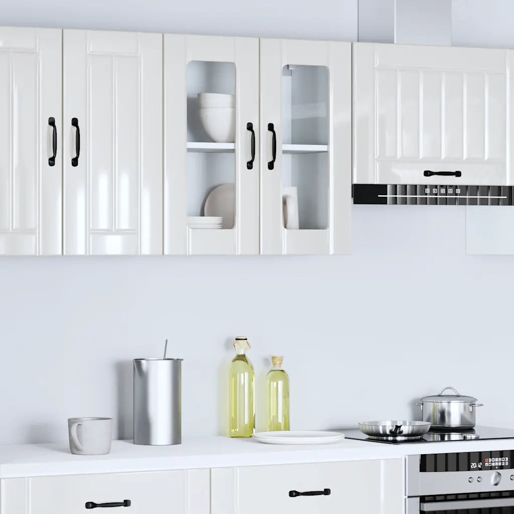 Pensile da Cucina con Porta in Vetro Lucca Bianco Lucido