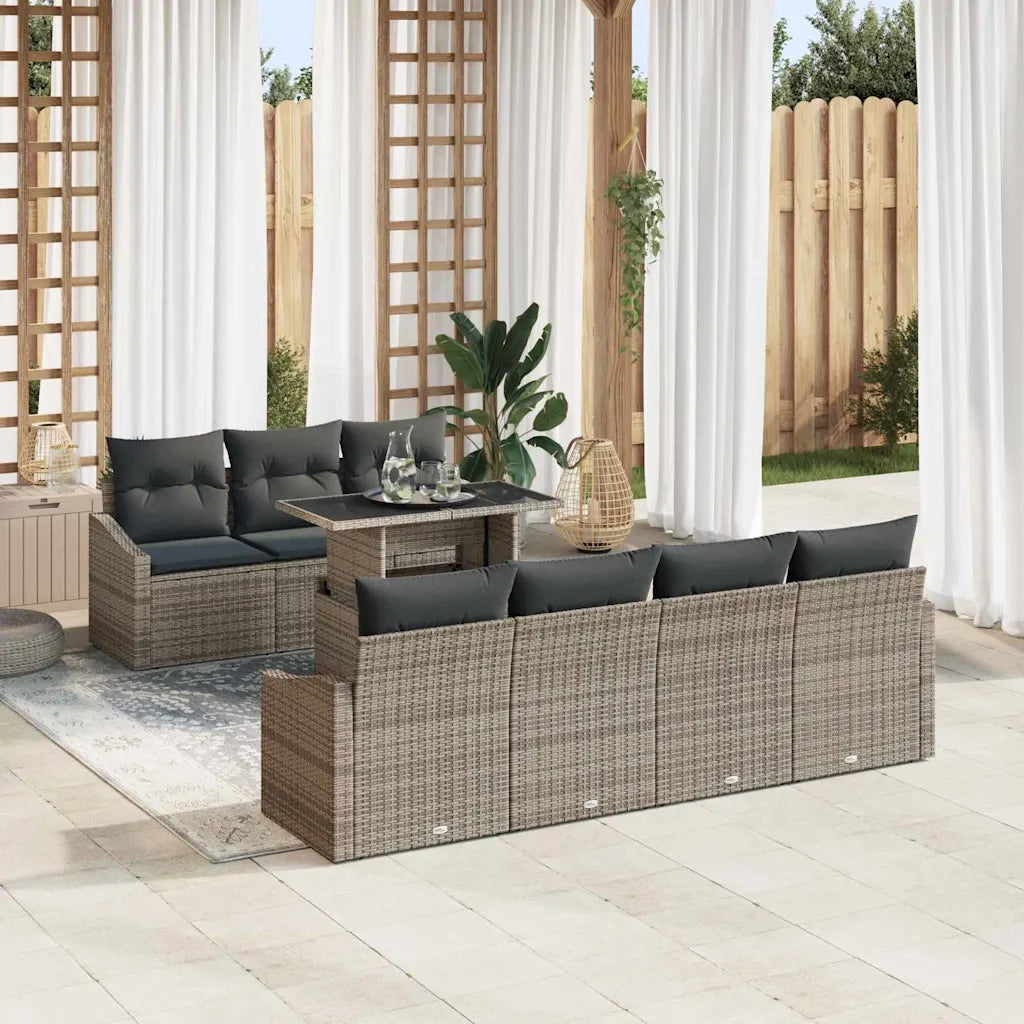 Set Divano da Giardino con cuscino 8 pcs Grigio polyrattan 3348945